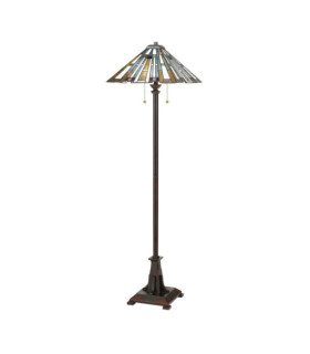 Quoizel Lámpara de pie Acero, resina, vidrio artístico Valiant bronce