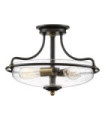 Plafonnier Quoizel Acier,verre grainé transparent Bronze palladien avec accents de laiton patiné