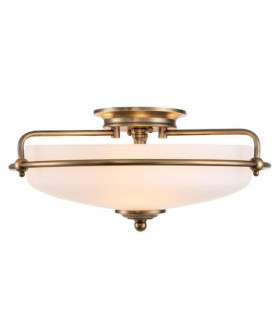 Plafoniera Quoizel Vetro opale, Acciaio, Ottone patinato