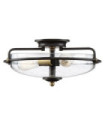 Plafonnier Quoizel Acier,verre grainé transparent Bronze palladien avec accents de laiton patiné