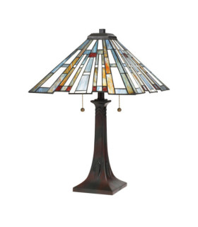 Quoizel table lamp Steel, resin, art glass Valiant bronze