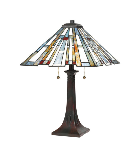 Lampada da tavolo Quoizel Acciaio, resina, vetro artistico Valiant bronzo