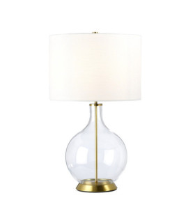 Orb Table Lamp Glass, Steel, Faux Linen Aged Brass