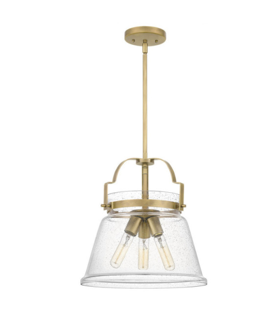 Quoizel pendant light Transparent grained glass, steel Patinated brass