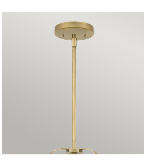 Quoizel Pendelleuchte Transparentes, genarbtes Glas, Stahl, patiniertes Messing