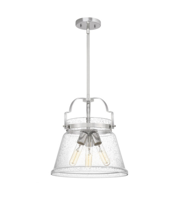 Quoizel pendant light Transparent grained glass, polished chrome steel