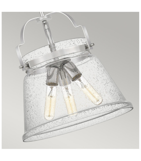 Quoizel pendant light Transparent grained glass, polished chrome steel