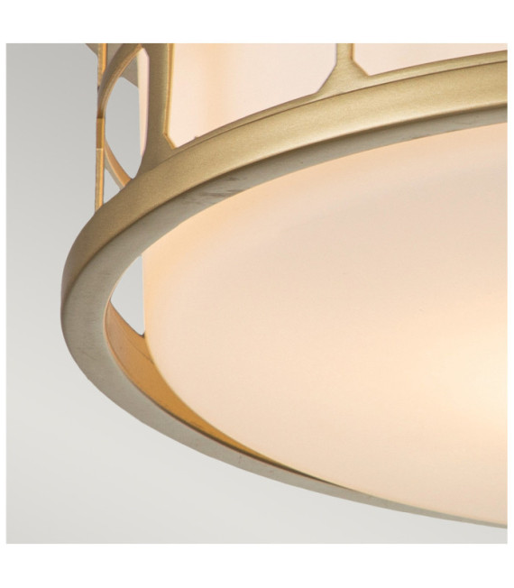 Plafonnier Quoizel Verre Opale,Acier Laiton naturel peint