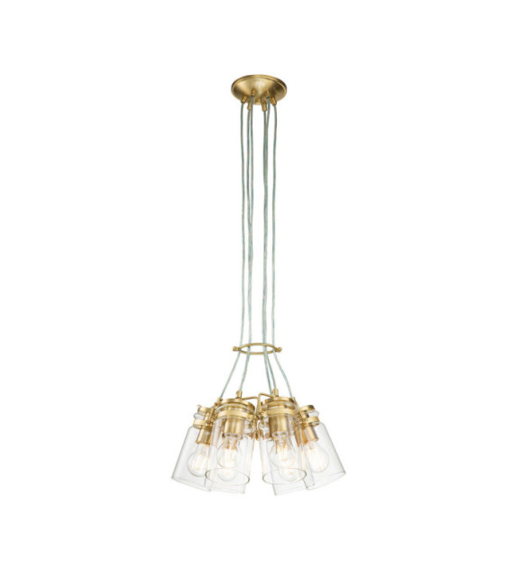 Suspension Kichler Verre transparent,acier Laiton brossé