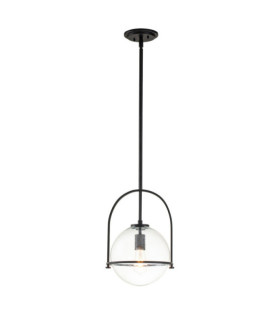 Hinkley pendant light Transparent grained glass, Black steel