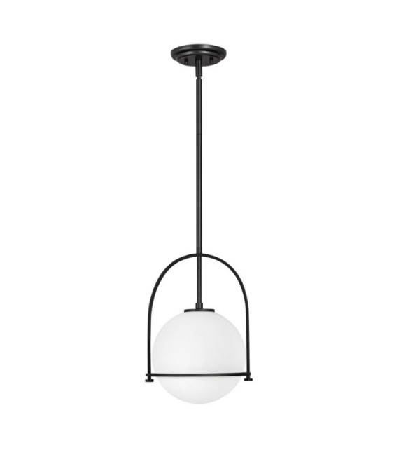 Hinkley Pendant Steel, Black Opal Glass
