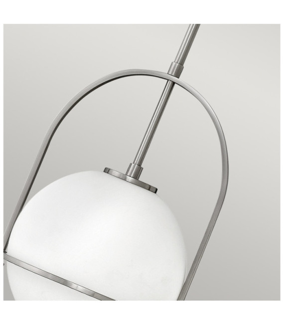 Lampadario Hinkley in Acciaio, Vetro Opale Nichel Spazzolato