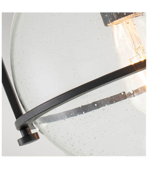 Plafonnier Hinkley Verre grainé transparent,acier Noir