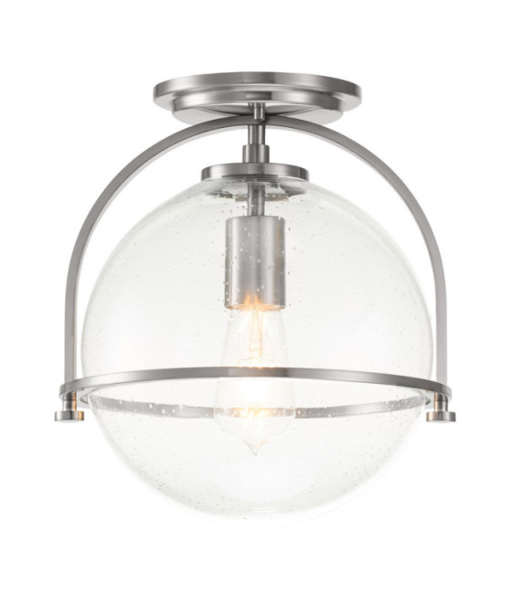 Hinkley ceiling light Clear grained glass, brushed nickel steel