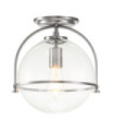 Hinkley ceiling light Clear grained glass, brushed nickel steel