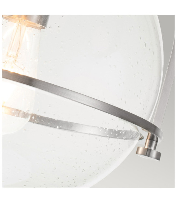 Plafonnier Hinkley Verre grainé transparent,acier Nickel brossé