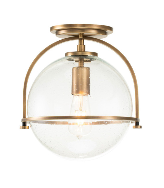 Hinkley Deckenleuchte Transparentes genarbtes Glas, Stahl Messing Heritage