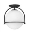 Plafonnier Hinkley Acier,Verre Opale Noir