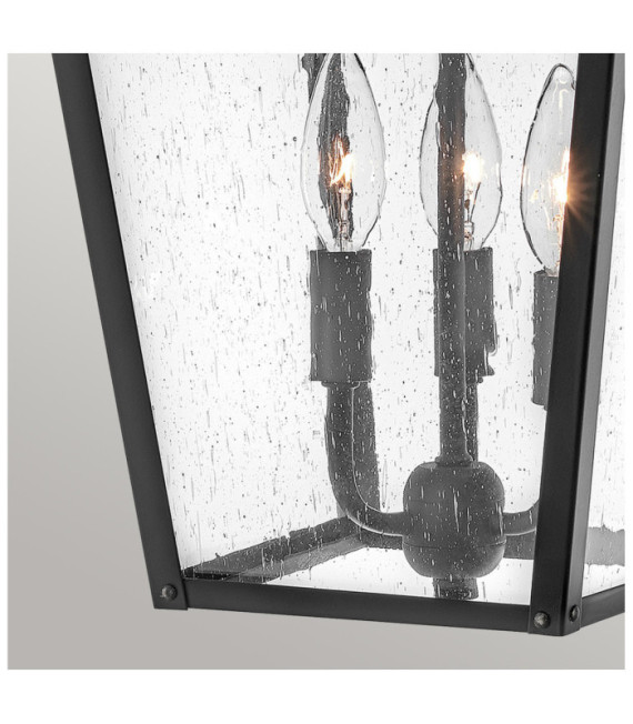Hinkley lámpara colgante de exterior Aluminio, latón, cristal granulado transparente Negro