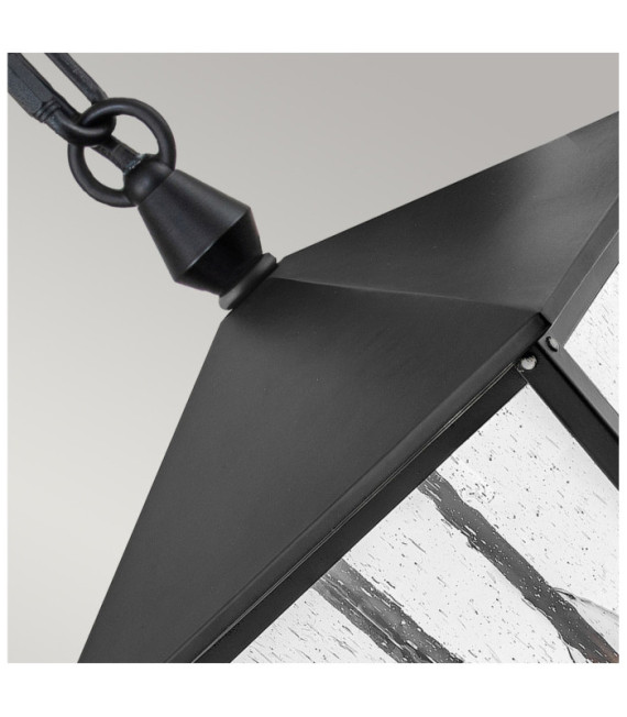 Hinkley outdoor pendant light Aluminum, brass, transparent grained glass Black