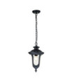 Chicago outdoor pendant light Aluminum, transparent grained glass Textured black
