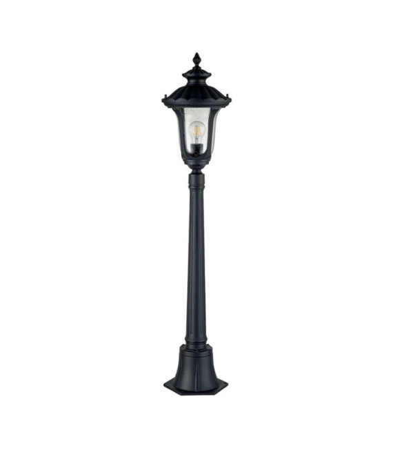 Lámpara de pie para exterior Chicago Aluminio, cristal granulado transparente Negro texturizado