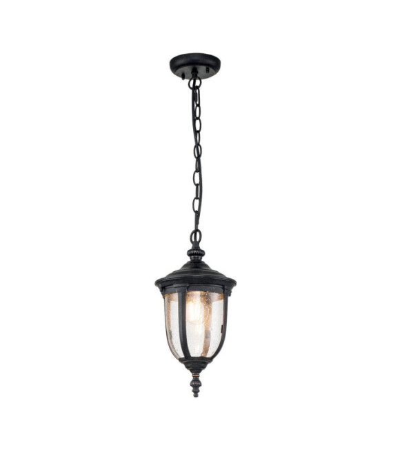 Cleveland exterior pendant light Aluminum, transparent grained glass Patinated bronze