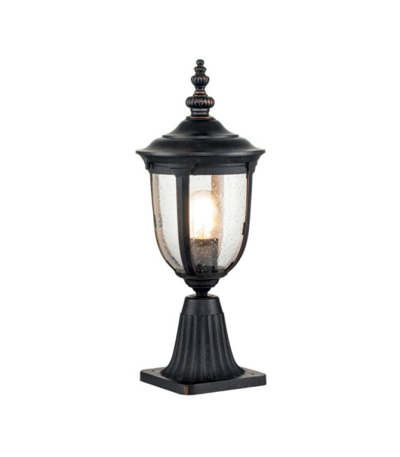Cleveland outdoor floor lamp Aluminum, transparent grained glass Patinated bronze