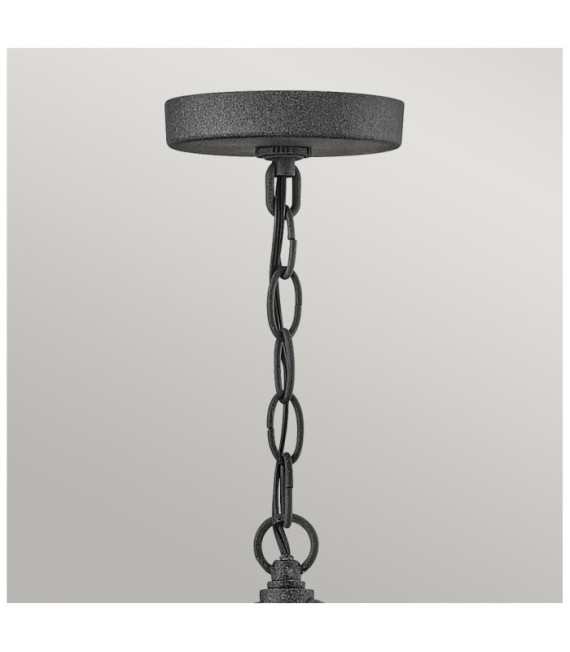 Hinkley outdoor pendant light Transparent seeded glass, aged zinc aluminum and driftwood gray