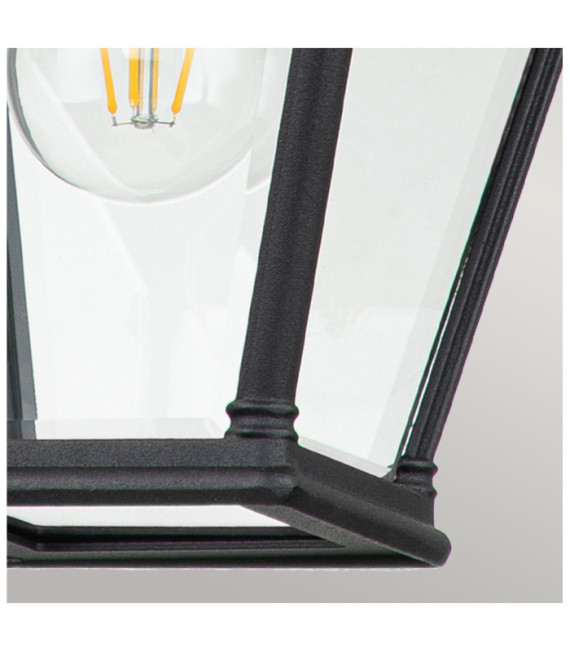 Lámpara colgante exterior Bayview Aluminio, cristal biselado transparente Negro