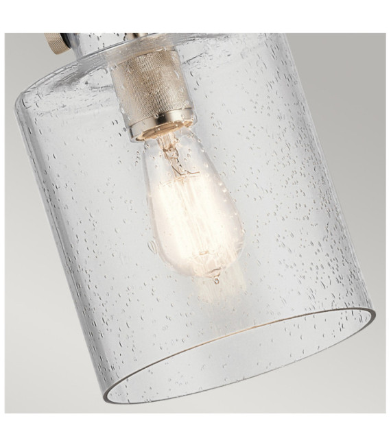 Suspension Kichler Verre grainé transparent,acier Nickel poli