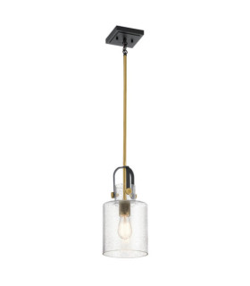 Kichler Pendelleuchte Transparentes, genarbtes Glas, Stahl Naturmessing