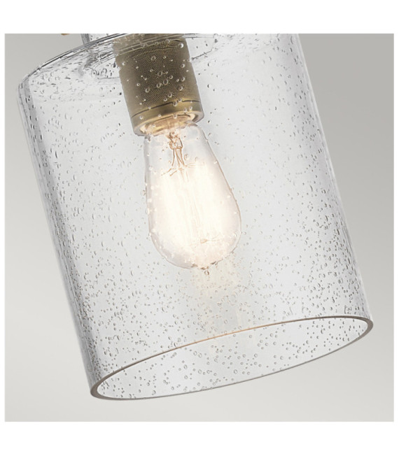 Lámpara colgante Kichler Vidrio granulado transparente, acero Latón natural