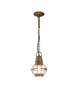 Suspension extérieur Kichler Aluminium,verre grainé transparent Laiton naturel