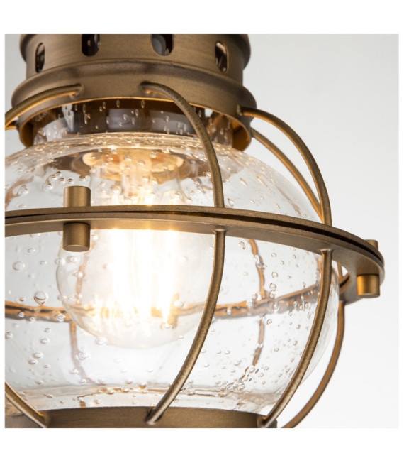 Lampada a sospensione per esterni Kichler Alluminio, vetro granulato trasparente Ottone naturale