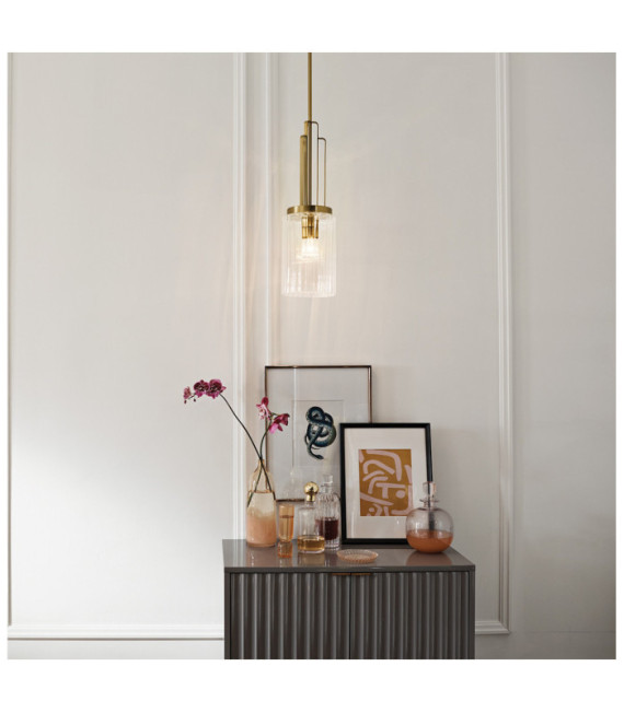 Kichler pendant light Clear fluted glass, steel Brushed natural brass