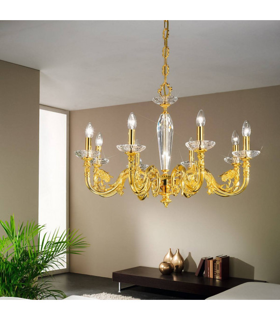Chandelier classique CONTARINI Or 24 Carats 8 ampoules
