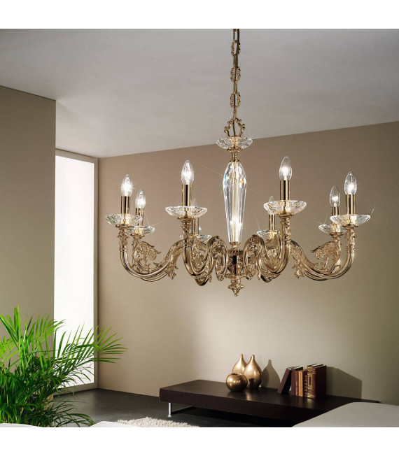 Candeliere classico CONTARINI ottone antico 8 lampadine