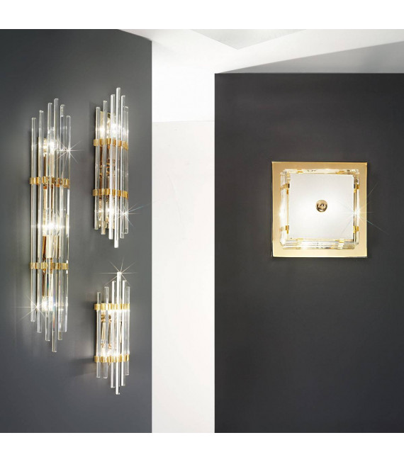 Kristallwandleuchte ONTARIO 24 Karat Gold 2 Glühbirnen