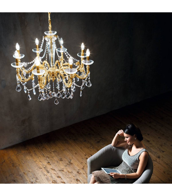 Klassischer Kerzenhalter CONTARINI CRYSTAL French Gold 8 Glühbirnen