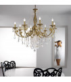 Chandelier classique PISANI CRYSTAL laiton antique 8 ampoules
