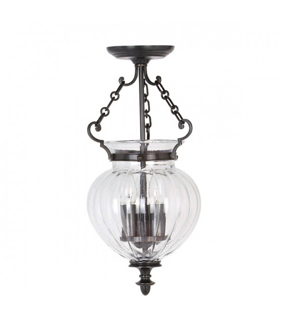Finsbury Park Pendelleuchte, aus Bronze und Glas, 27 cm
