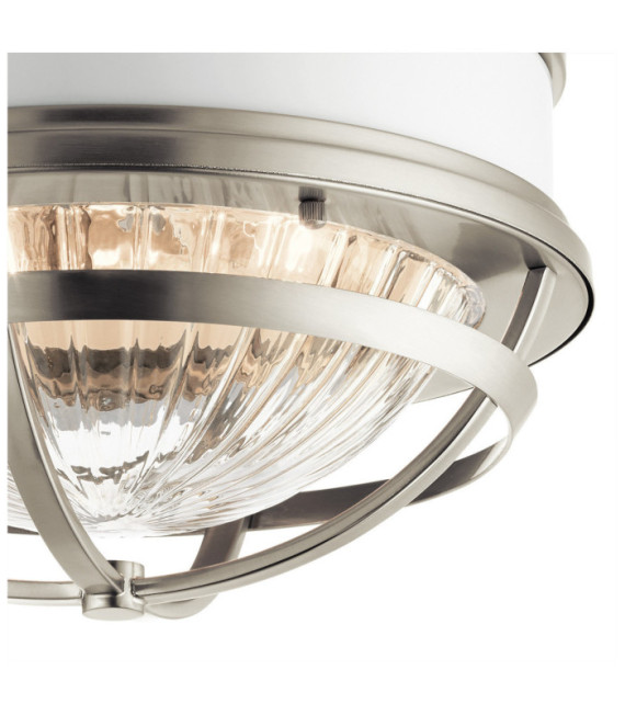 Kichler ceiling light Transparent ribbed glass, steel Brushed nickel and white