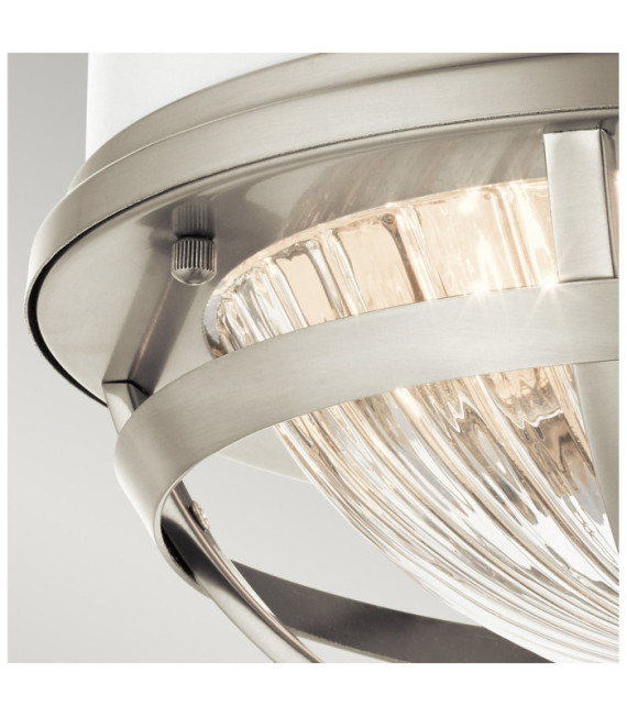 Kichler ceiling light Transparent ribbed glass, steel Brushed nickel and white