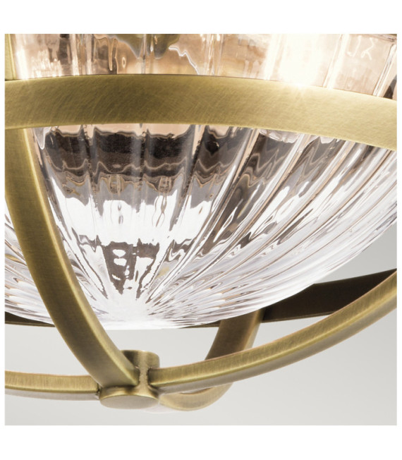Kichler Deckenleuchte Transparentes geripptes Glas, Stahl Natur und weißes Messing