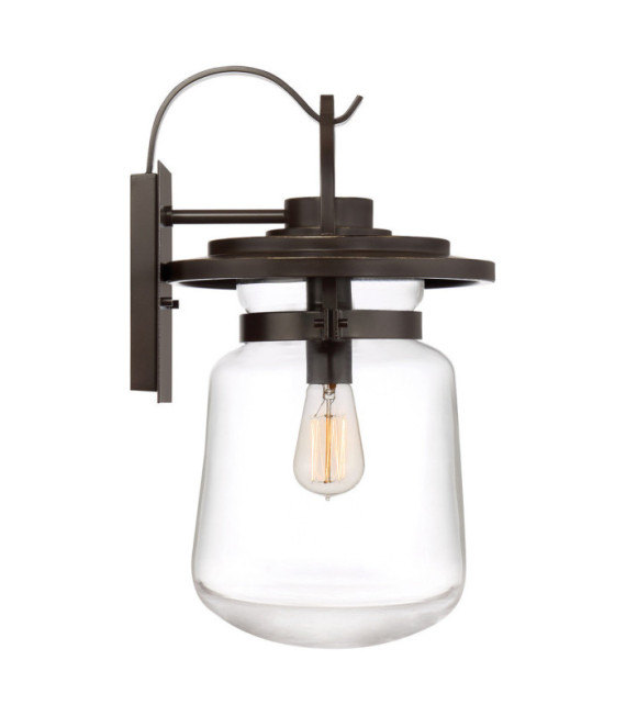 Quoizel aplique exterior Vidrio transparente, aluminio Bronce occidental