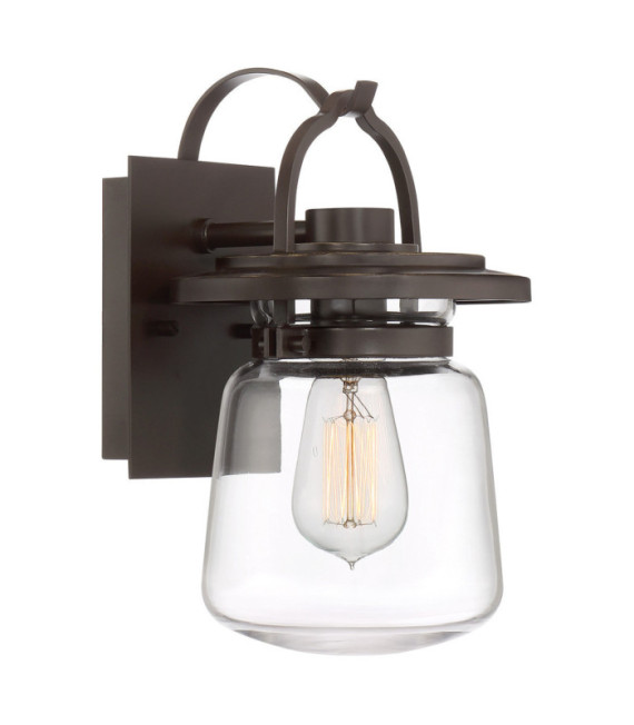Quoizel aplique exterior Vidrio transparente, aluminio Bronce occidental