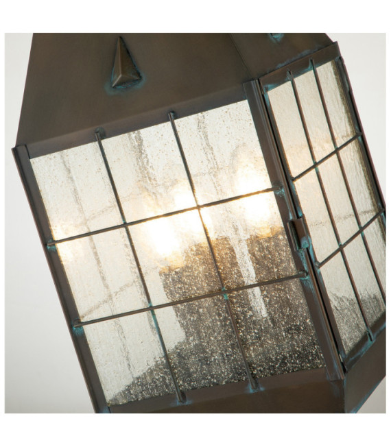 Hinkley Outdoor Floor Lamp Clear Seeded Glass, Solid Brass Aged Brass