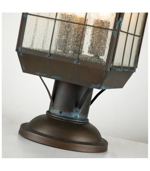 Hinkley Outdoor Floor Lamp Clear Seeded Glass, Solid Brass Aged Brass