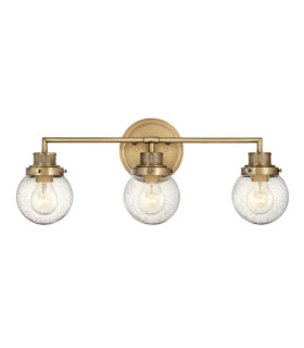 Wandleuchte Badezimmer Hinkley Steel, transparentes genarbtes Glas Brass Heritage